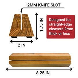 Nomware Cleaver Stand | 8.25-inch wood vegetable cleaver knife storage block (Teak, 2mm)