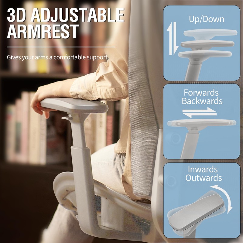 ELABEST Office Chair ELATASK 1096 Grey Armrest (Left)