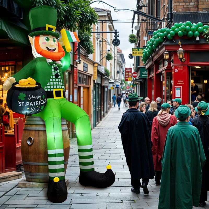 OurWarm 8FT St. Patrick's Day Inflatable Decorations Outdoor, Sitting Leprechaun
