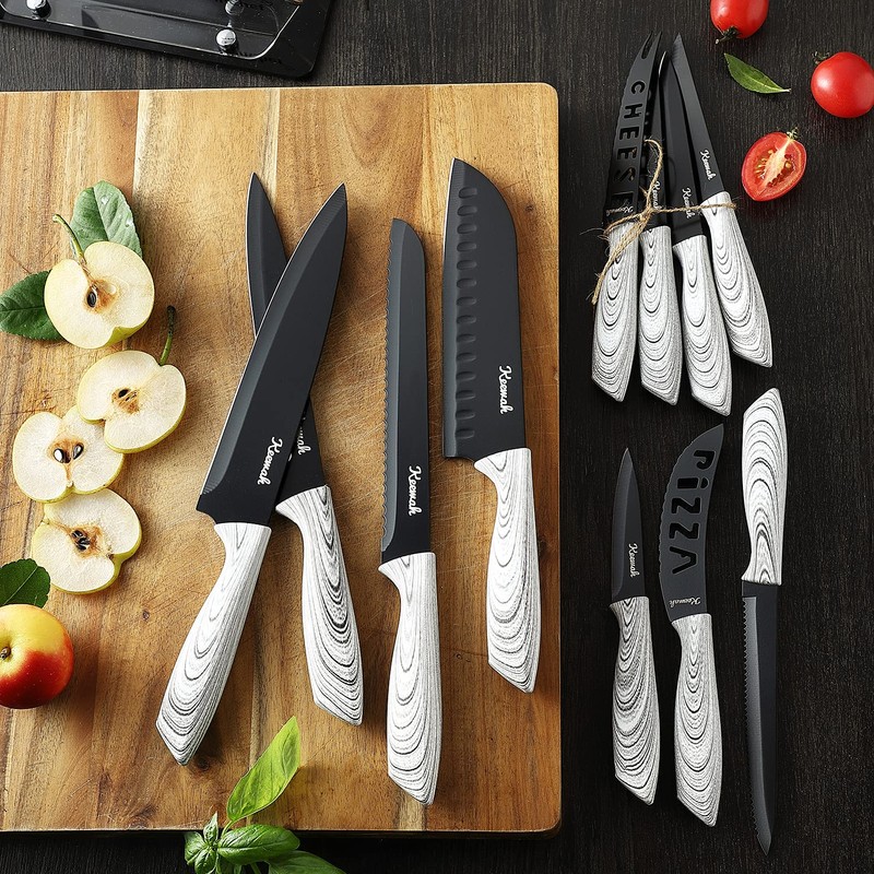 Keewah 19 Pieces Kitchen Knife Set, 15 Stainless Steel Knives