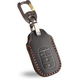 OLLEN Funda de llave inteligente de cuero genuino, Compatible con Honda Civic Accord HR-V CR-V Pilot Sport SI EX EX-L Touring 2022-2025 2026~, Protector de llave remota inteligente de cuero, 5 botones