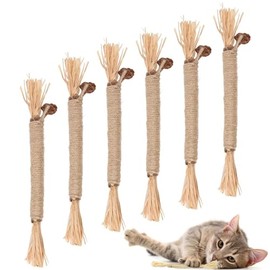 Anwangda 6Pcs Cat Toys Cat Silvervine Chew Sticks, Catnip Toys for Cats Kittens Natural Cat Teeth Cleaning Toy, Stress Release Interactive Cat Nip Toy for Cat Dental Treats Teething