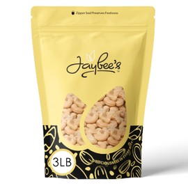 Raw Cashews 3 Pounds | Natural Unsalted Whole Cashew Nuts | Bulk Resealable Bag | Vegan & Keto Protein Snack | Compare to Organic Cashews | Jaybee's
