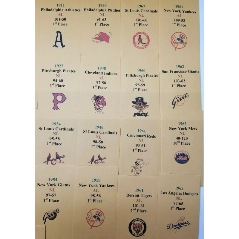 Strat-O-Matic Strat-O-Matic Baseball 42 Old Timers Teams Storage Envelopes with