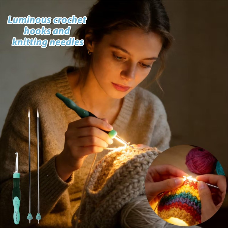 Yarniss 9 Size Lighted Crochet Hooks & Knitting Needles Set