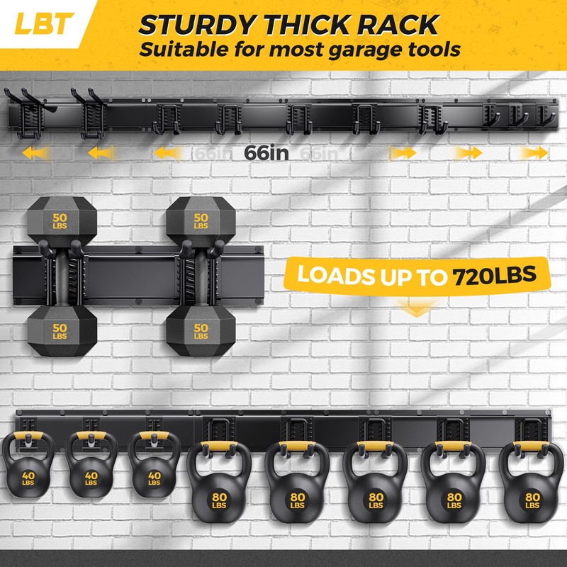 LBT 66" Garage Tool Organizer Wall Mount - 720lbs Garden
