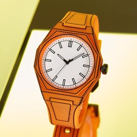 FANMIS Men's Anime-Inspired Fashion Sketch Wristwatch Minimalist Creative Wormhole Design Watch Stylish and Durable Timepiece for Men's Sports Watch (B Orange)