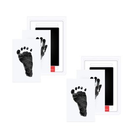 Baby Handle, Foot Shape, Handprint and Foot Shape Kit, Newborn, Dirty Ink, Baby Photo Frame, Baby Gift, Baby Gift, Birthday Gift, Growth Record, Keepsake and Gathering Good Memories (Set of 2, Black)