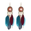 Elegant Boho Multi Coloured Metal Fringe Feather Dangle Earrings, Alloy
