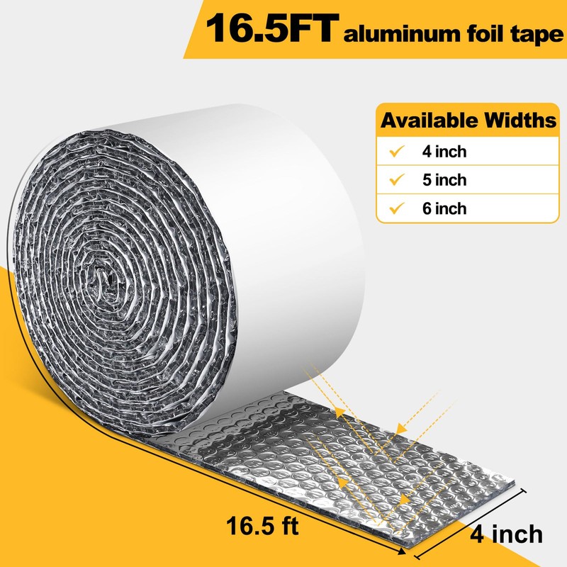 Double Bubble Reflective Foil Insulation Tape, Self-Adhesive Ac Pipe Insulation