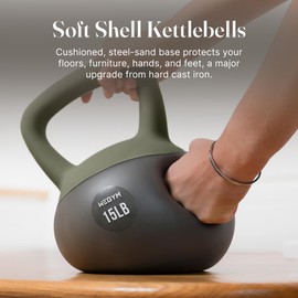 WeGym Soft Kettlebell with Cushioned Impact Resistant Base, Anti Slip Wide Grip Handle for Home Workouts, Weightlifting, Full Body Training (20LB Sandstone)