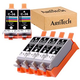 ARTITECH Replacement for Canon PGI-35 CLI-36 Compatible Ink Cartridge Work for Canon Pixma iP110 Pixma iP100 Pixma Mini260 Pixma Mini 320 Printers 6 Pack (4 PGI-35 Black, 2 CLI-36 Color)
