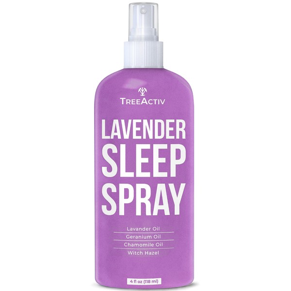 TreeActiv Sleep Spray, 4 oz, Lavender Pillow Spray for Sleep, Lavender Spray Sleep and Linen Spray, Lavender Chamomile Sleep Spray for Pillows, Room, Bed, Pure Lavender Essential Oil, Pillow Mist Sleep Spray, 1000+ Sprays