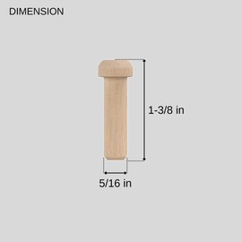 ILOT Wood Axle Pegs, 1-3/8-inch Fits 3/8-inch Hole Pack of 100 Mini Wooden Pegs for Train Car Wheel Craft Woodworking Pegboard