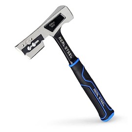 Real Steel 28 Oz Steel Roofing Hammer Shingler’s Hatchet Hammer with Rubber Handle (0522), Silver and Black