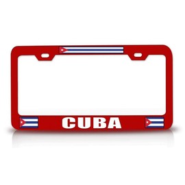 Custom Brother - Cuba Flag Metal Car SUV Truck License Plate Frame Red s62