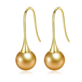 JAXXEL Gold Pearl Earrings for Women,Trumpet Pearl Drop Earrings 18K Gold Plated Hypoallergenic Earrings Pearl Drop Earrings Fine Jewelry for Women Size 10MM