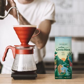 Coffee from Costa Rica - 12 Ounce, 340 Grams - Dark Roast Ground - 100% Arabica Coffee - by Liquid Gold Coffee - Locally Sourced Coffee
