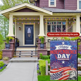 DOVORSY 4th of July Patriotic Stars and Stripes Eagle Garden Flag 12x18 Inch Double Sided, Memorial Day American Stars and Stripes Eagle Yard Outdoor Decoration,30pcs USA American Triangle Flag