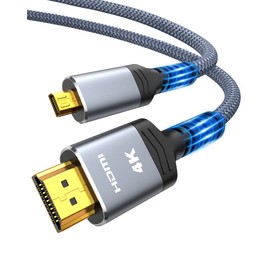 Highwings 4K Micro HDMI to HDMI Cable 3 FT, Micro Male to HDMI Male Nylon Braided Cord Adapter 2.0 4K@60HZ 2K@165HZ 18Gbps Compatible for Laptop Tablet Camera Connected to Monitor Projector 3FT