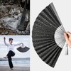 FEGVE Titanium Black Folding Fan Men's Collapsible Gentleman's Kimono Japanese