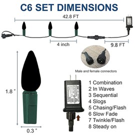 Dazzle Bright C6 Christmas String Lights, 100 LED 33 FT Waterproof Connectable Green Wire Fairy Lights, 8 Modes Christmas Lights for Indoor Outdoor Home Garden Yard Xmas Tree Decorations (Yellow)