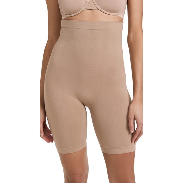 Yummie womens Seamless Solutions Waist Shaper Thigh Shapewear, Almond, Small-Medium