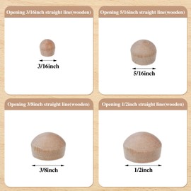Bucherry 120 Pieces 4 Sizes Wood Plugs Wooden Hole Plugs Button Plugs Hardwood Hole Plugs for Holes in Locking Hole Tube Furniture, 3/16 Inch, 5/16 Inch, 3/8 Inch, 1/2 Inch (Lovely Style)