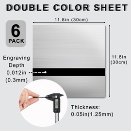 Matomtak 6 PCS Brushed Silver Black ABS Plastic Sheets 12''x12'' Laser Engraving Double Color Plastic Sheet 0.05'' Thick ABS Material Sheets Moldable Sheet for DIY Craft Projects Sign Home Decor