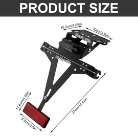 Kurzer Kennzeichenhalter Motorrad, XPJBKC Einstellbare Nummernschildhalterung Motorrad Kennzeichenhalter mit Beleuchtung und Reflektor, Kompatibel mit Den Meisten Gängigen Modellen