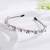 Formery White Beaded Headband Grey Crystal Pearl Flower Hairband Wedding