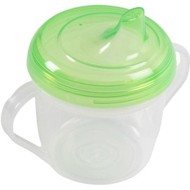 POUPY BPA Free Kids Plastic Cup with Two Handles and a Lid with Spout, Washable and Reusable