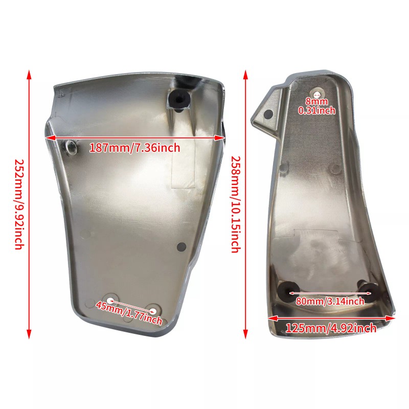 HDBUBALUS 2x Chrome Battery Fairing Side Cover Fits For Harley