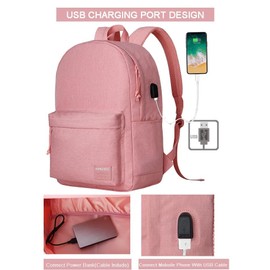 SUPACOOL Lightweight Casual Laptop Backpack with Laptop Compartment 15.6 Inch for Men and Women, Backpack for College (Pink)