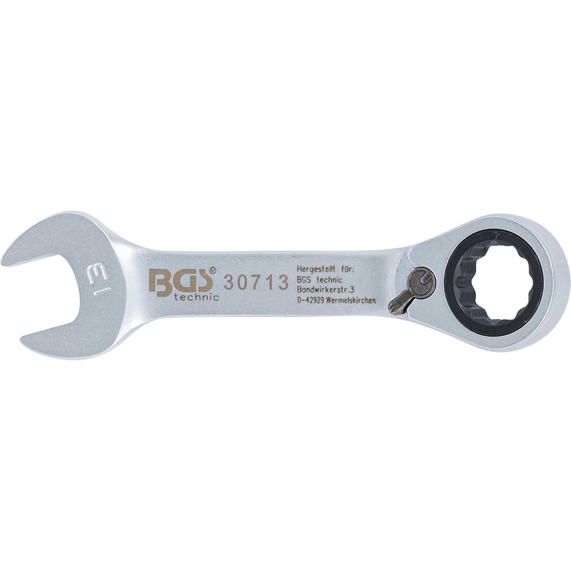 BGS 30713 Ratchet ring wrench, short, 13 mm