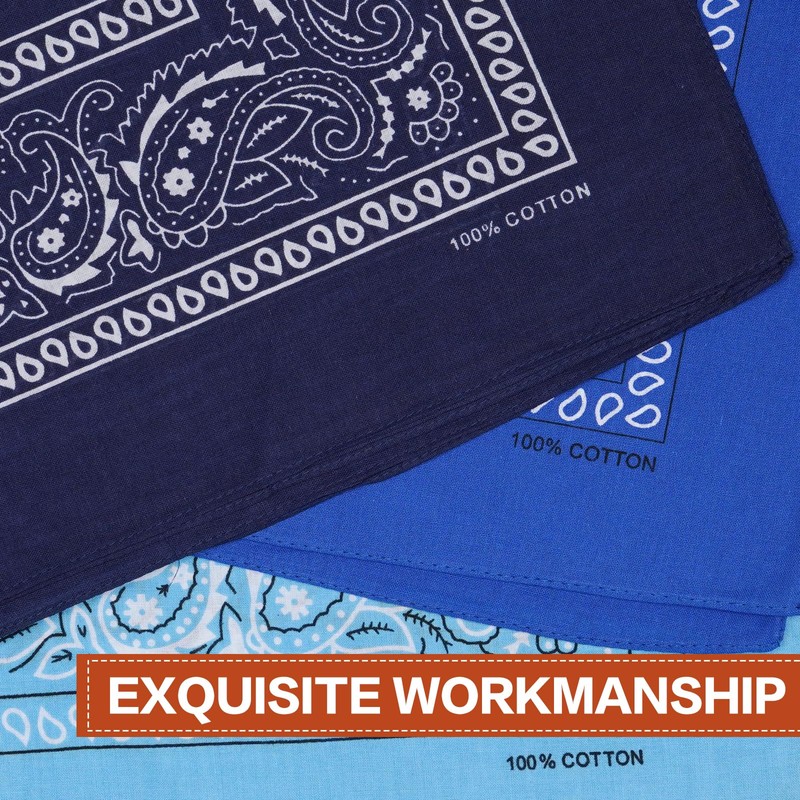 100% Cotton Large Bandanas for Men and Women, 22 Inch