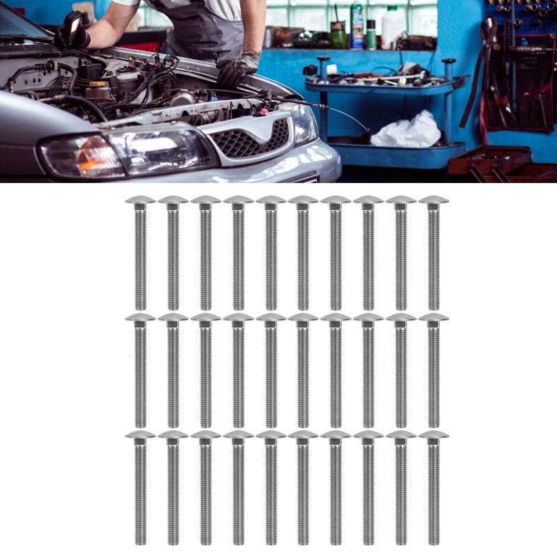 30Pcs M8x1.25 Screw Bolt A2 Stainless Steel Cup Square Coarse
