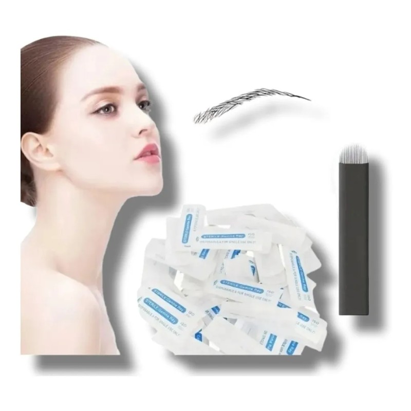 Set 50 Agujas Microblading Navajas Pin O Lengua De Gato