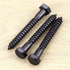 1/2 x 3-1/2" Hex Head Lag Screws Bolts for Wood Timber, 304 Stainless Steel 18-8, Heavy Duty Lag Bolts, Hexagon Head Wood Deck Screws, Black Finish, 4 PCS