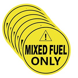 Mixed Fuel Only Vinyl Decal Sticker Label, 4 inches Waterproof Mixed Gas Sticker,Warning Caution Fuel Only Labels for Gas Cans (6 Pack)