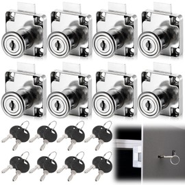 8-Piece Furniture Lock Cylinder, Cabinet Lock, Cabinet Set, Furniture Lock, Screw-On Lock with Key Set, Drawer Lock for Furniture, Cupboard, Letterbox, Drawer (Different Keys)