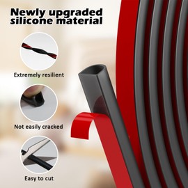 Bantie Weather Stripping Door Seal Self Adhesive Door Weather Stripping Weather Strip Silicone D Shaped Door Seal Strip for Door Frame/Window Seal (20FT Black 9/16"W × 15/32"T)