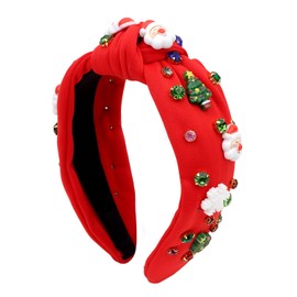 Red Headband Christmas Headbands for Women Girls Xmas Red Green Pearl Rhinestone Crystal Jeweled Headbands Holiday Christmas Accessories Women's Fashion Hair Bands Holiday Gifts