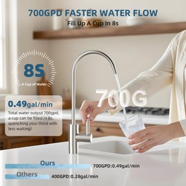 Slevoo SJ-RO75R Reverse Osmosis System 700 GPD Under Sink RO Water Filtration System, NSF/ANSI 58 Certified, 99% Effective Filtration for Water Pollutants, 3:1 Pure to Drain