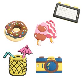 Luckious 4Pcs Luggage Tags,Durable Cute Cartoon Patern Luggage Baggage Labels with Adjustable Strap,Waterproof Travel Tags for Suitcases Travel Bags