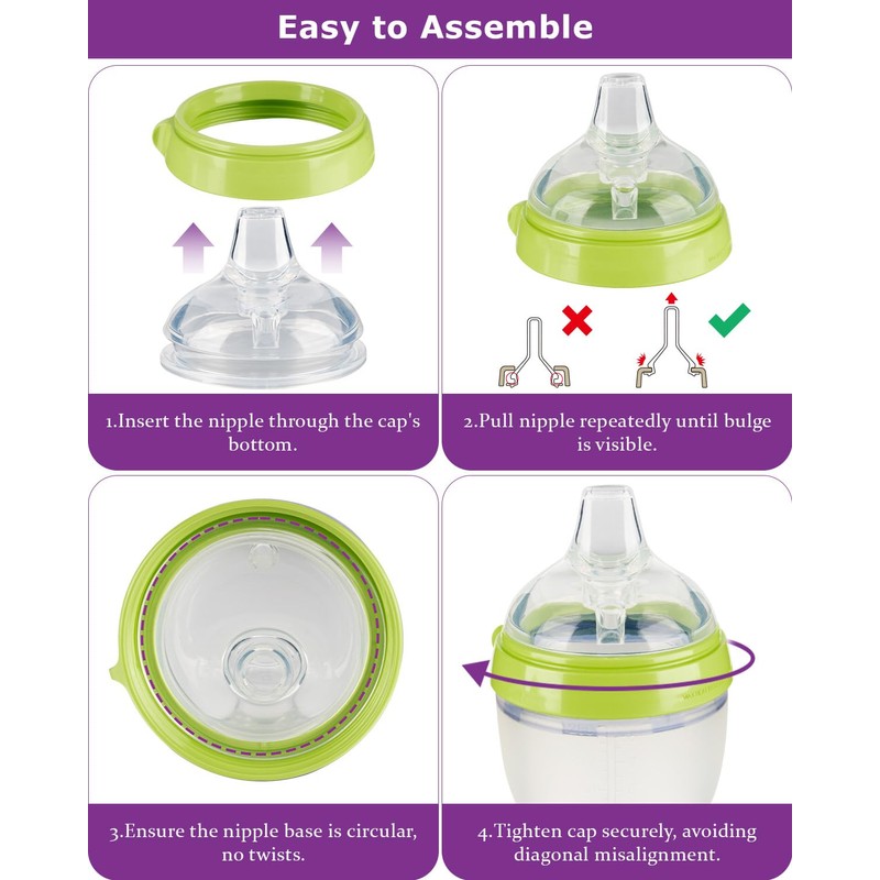 Sippy Spout Nipples for Comotomo Baby Bottles,100% Soft Silicone Sippy