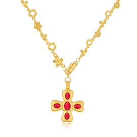 GZQ Red Gemstones Cross Necklaces for Women Trendy Cross Charm Necklace Faith Jewelry Religious Minimalist Gifts(N7-C) (red)