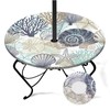 Britown Coastal Beach Round Outdoor Tablecloth with Umbrella Hole, Plaid