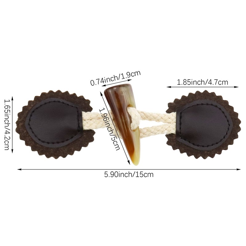 6 Sets Pu Leather Sew-On Toggles Closure with Resin Horn