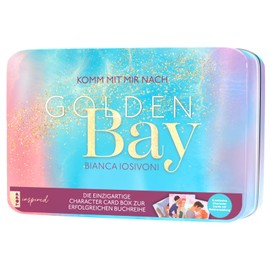 TOPP Golden Bay Character Card Box: Metal Tin with 8 Exclusive Character Cards with Gold Foil, Leporello, Book Journal and Transfer Sticker Sheet, White